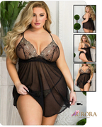Transparent Nightie with Flower Embroidery