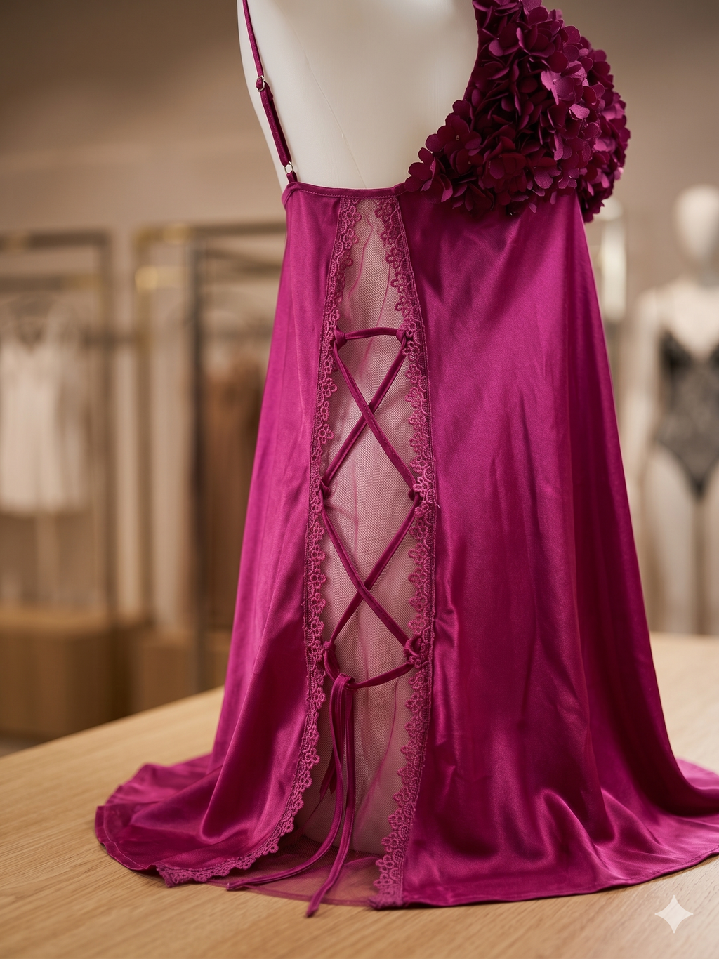 Hand-made Flower Nightgown with transparent sides