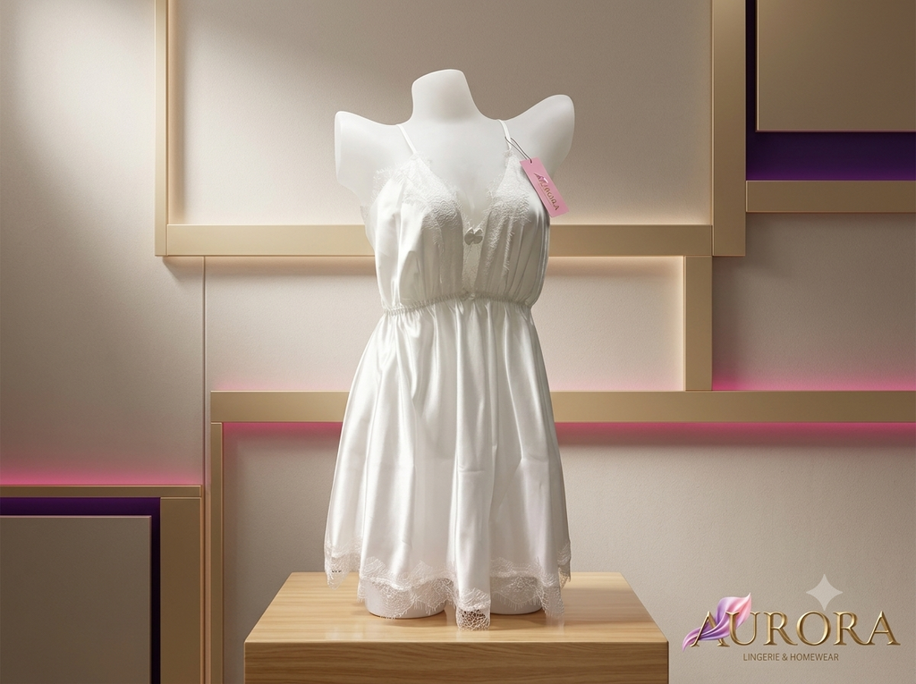 Satin Nightgown with Bows