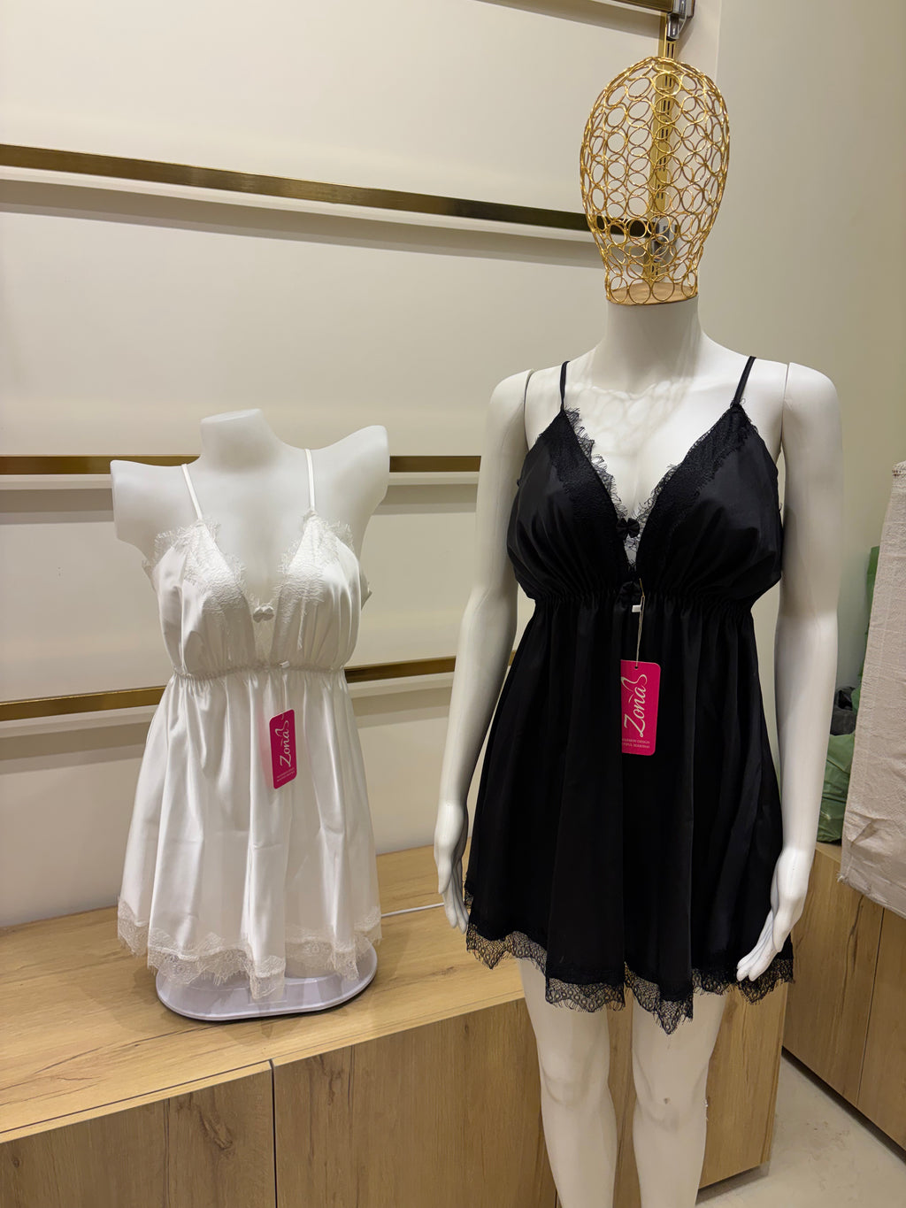 Satin Nightgown with Bows